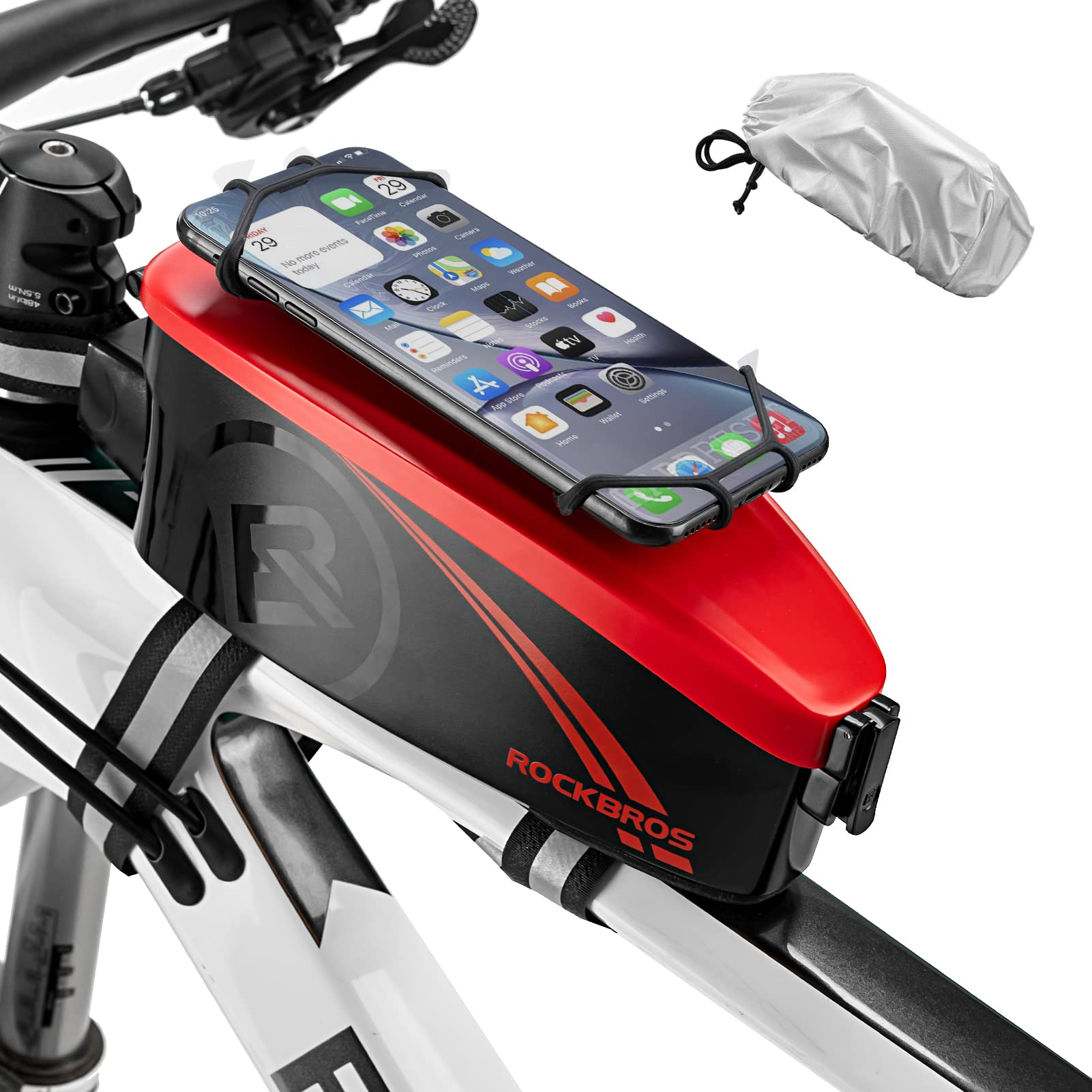 ROCKBROS Fahrrad Rahmentasche Wasserdicht Lenkertasche Handyhalterung mit Regenschutz Oberrohrtasche für 4-6,7 Zoll Smartphone 4 Farben von ROCKBROS