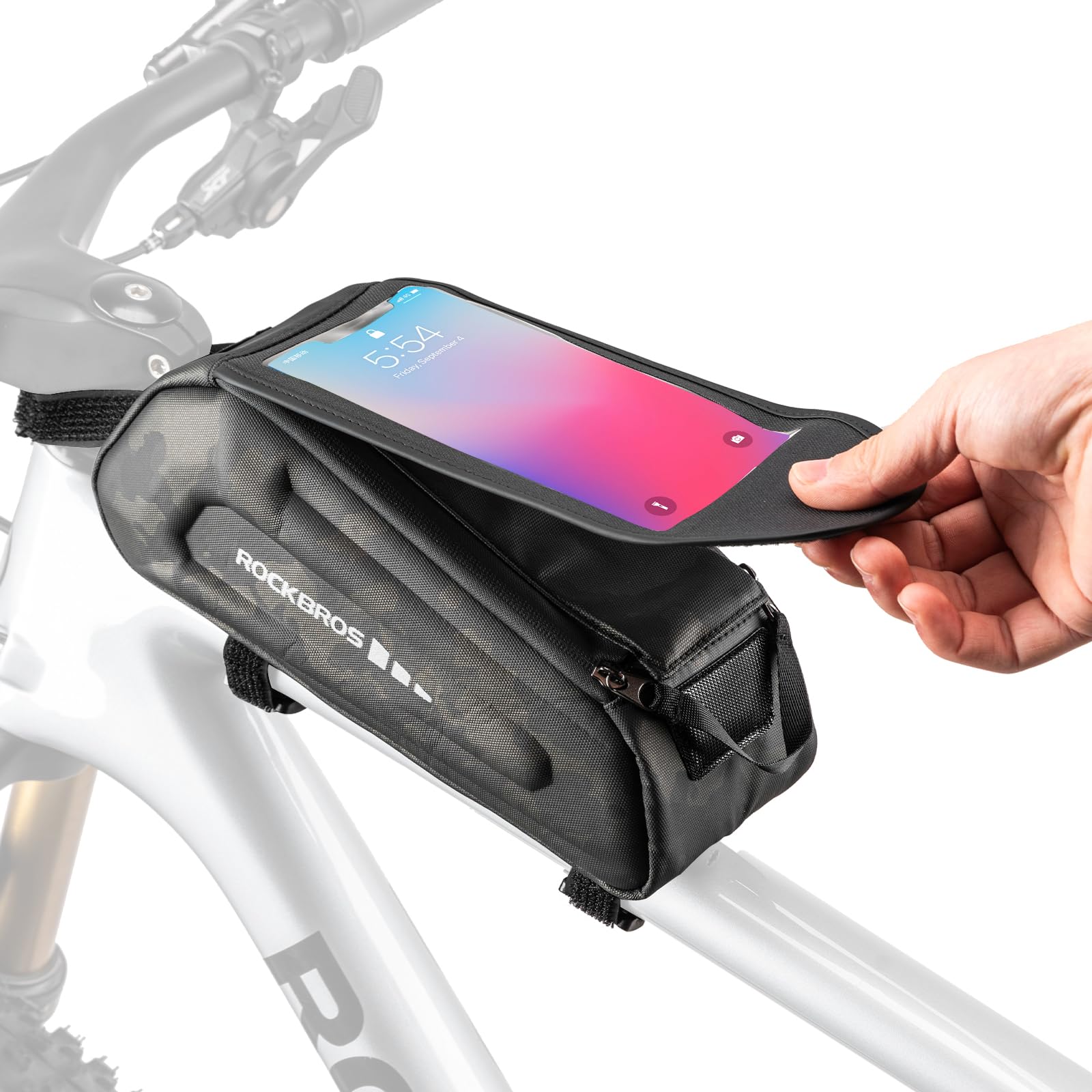 ROCKBROS Fahrradtasche Rahmentasche Wasserdicht Handytasche Touchscreen Lenkertasche für Smartphone bis zu 6,8 Zoll Montainbikes, Rennrad, Ebikes von ROCKBROS