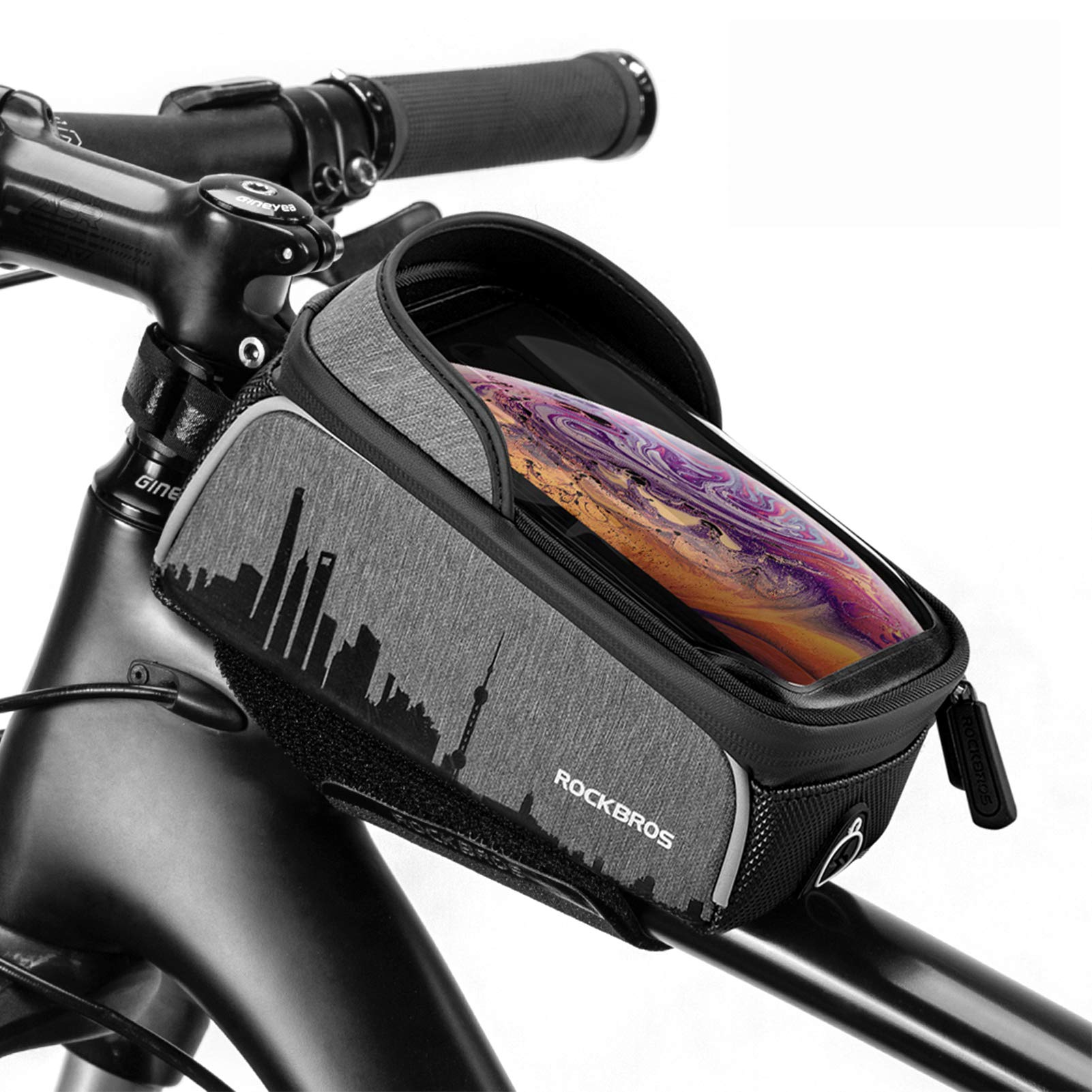ROCKBROS Fahrradtasche Wasserdicht Fahrrad Rahmentasche Handytasche Oberrohrtasche mit Touchscreen für Handy bis zu 6,5" von ROCKBROS