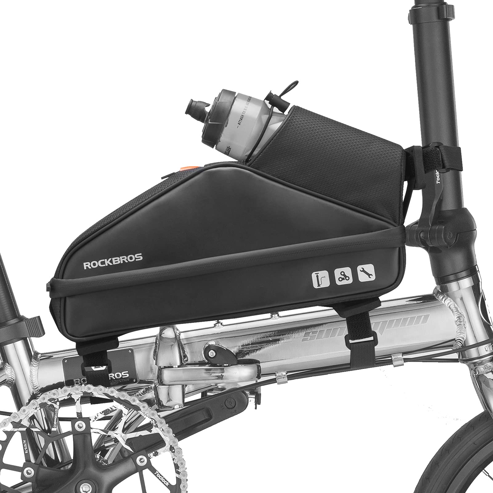 ROCKBROS Fahrradtasche Wasserdicht Rahmentasche Dreieckstasche mit Wasserflaschentasche für Faltrad Scooter ca. 3L von ROCKBROS