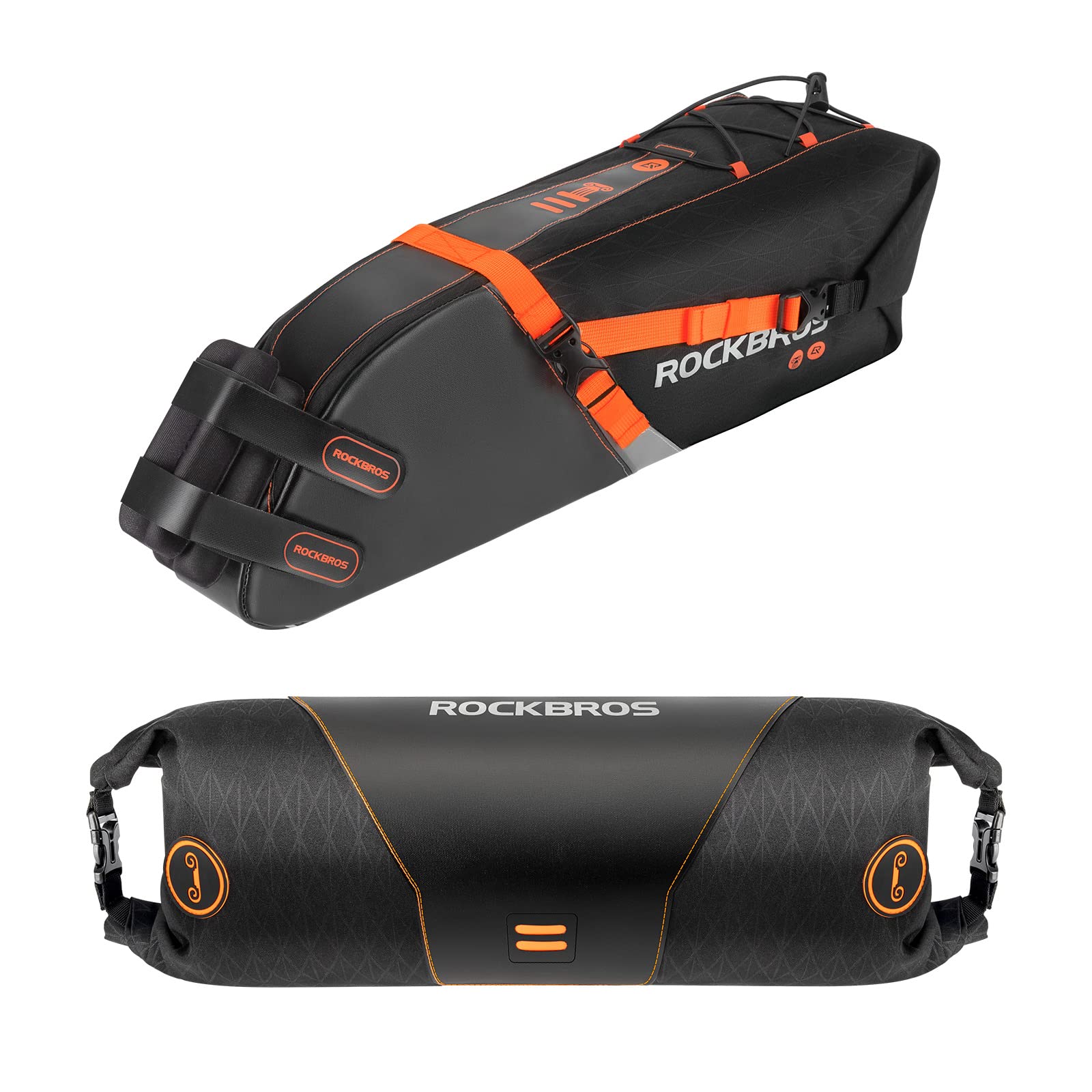 ROCKBROS Fahrradtaschen Set wasserdichte Lenkertasche + Rahmentasche + Satteltasche für Fahrrad, Bikepacking 2L + 3,5L + 10L Schwarz Orange ROCKBROS Fahrradtaschen Set wasserdichte Lenkertasche + Rahmentasche + Satteltasche für Fahrrad, Bikepacking 2L + 3,5L + 10L Schwarz Orange von ROCKBROS