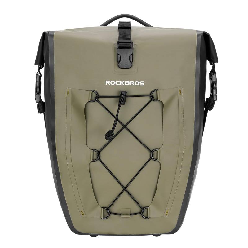 ROCKBROS Gepäckträgertasche Fahrradtasche für Gepäckträger 25L-32L 100% Wasserdicht Hinterradtaschen mit Tragegriff Grün von ROCKBROS