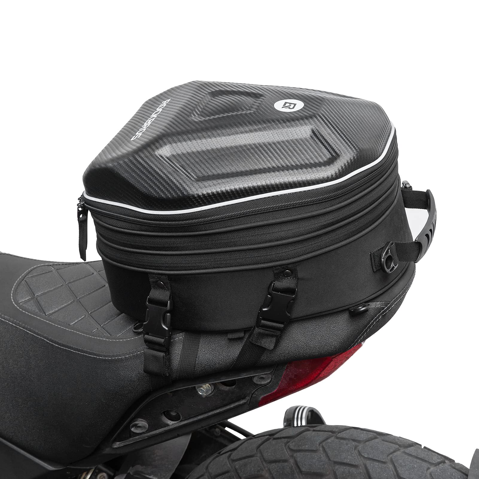 ROCKBROS Hecktasche Motorrad Wasserdicht Motorrad Sitztasche mit Regenschutz，Reflektierend 20-35L Gepäcktasche Motorrad Helm Tasche Erweiterbarem von ROCKBROS