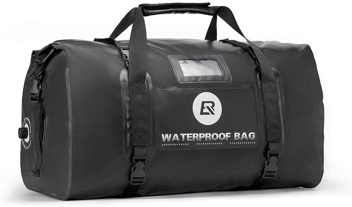 ROCKBROS Motorradtasche Gepäckrolle Hecktasche 100% Wasserdicht Motorrad Satteltasche mit Schultergurt ca. 55L Schwarz von ROCKBROS