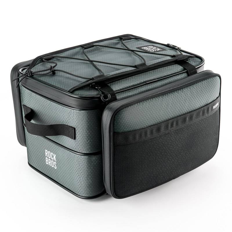 ROCKBROS Road-to-Sky Fahrrad Gepäckträgertasche 15-30L Faltbare Fahrradtasche für Gepäckträger Hinter Transporttasche Gepäcktasche Packtasche Mehrere Fächer Grau von ROCKBROS