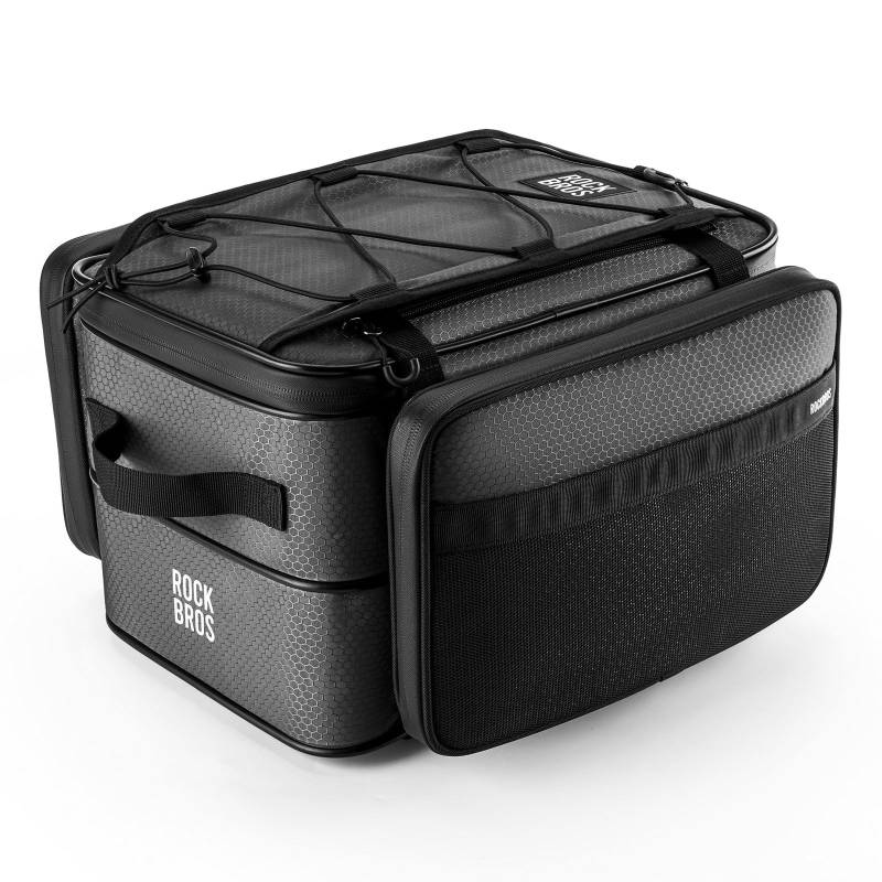 ROCKBROS Road-to-Sky Fahrrad Gepäckträgertasche 15-30L Faltbare Fahrradtasche für Gepäckträger Hinter Transporttasche Gepäcktasche Packtasche Mehrere Fächer Schwarz von ROCKBROS