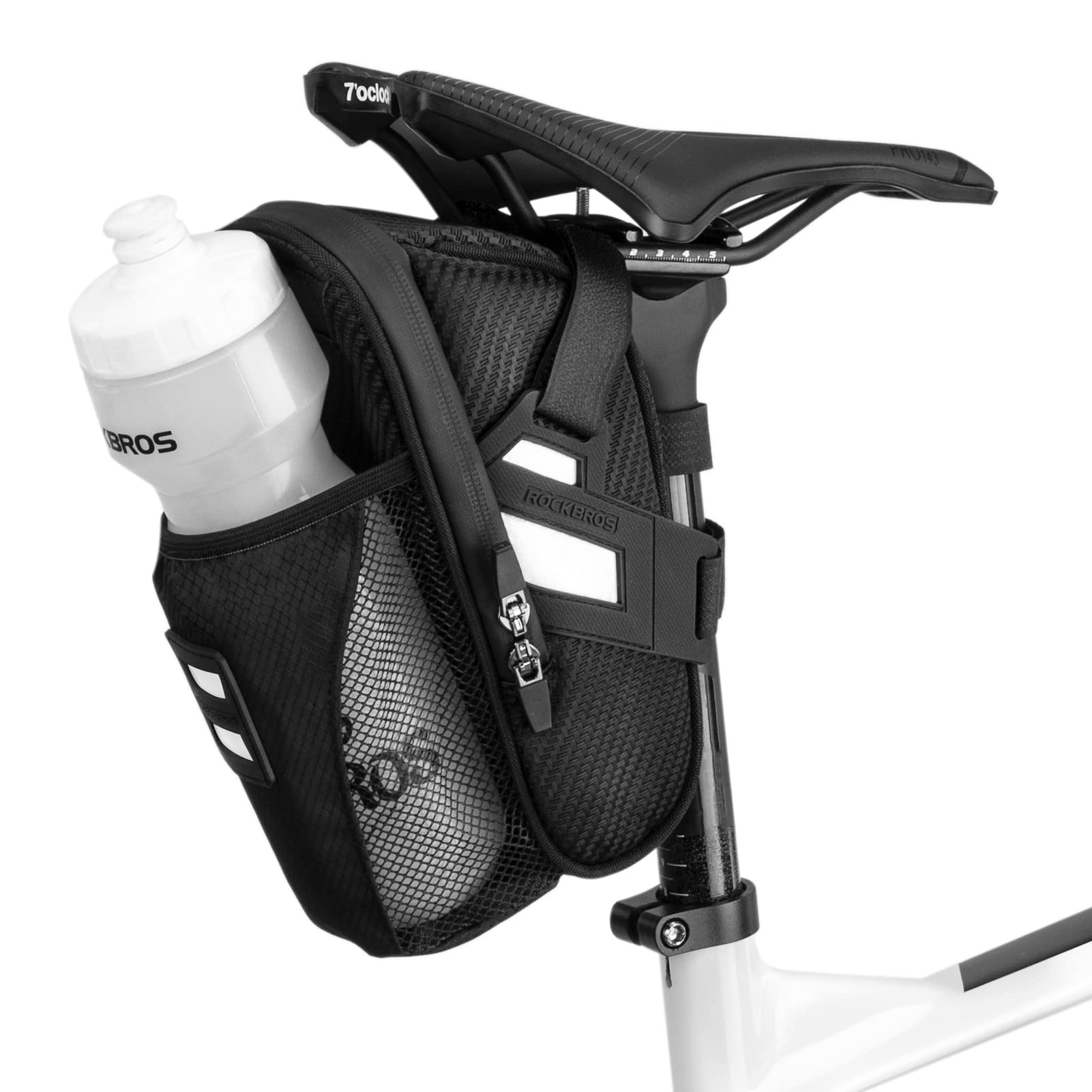 ROCKBROS Fahrrad Satteltasche Fahrradsitztasche mit Flaschenhalter für MTB Rennrad Wasserdicht Kratzfest Reflektierend mit/ohne Wasserflasche von ROCKBROS