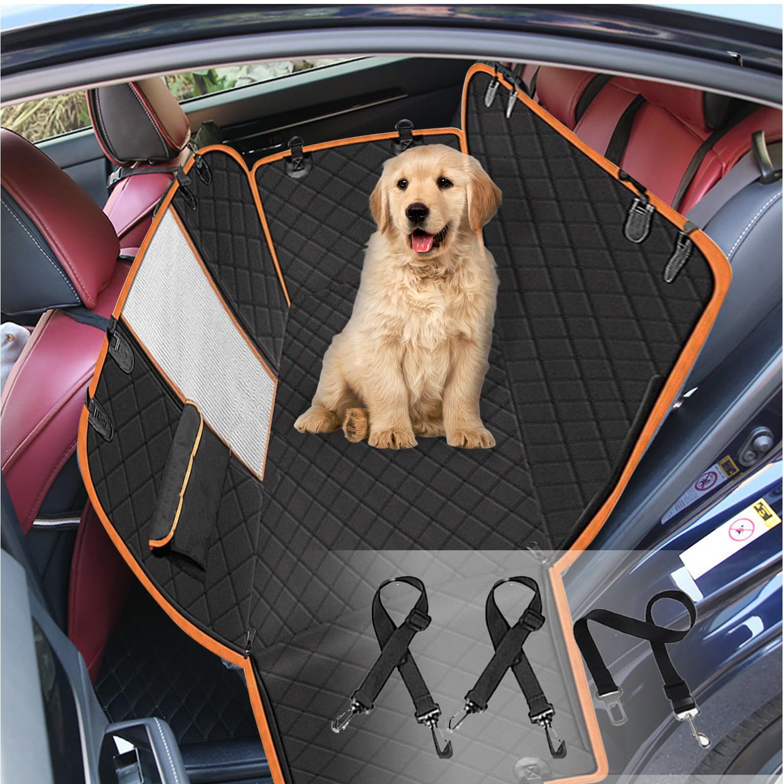 ROEOWENE Autoschondecke Hund Rücksitz Hundedecke Auto Rückbank Wasserdicht Hundematte Autositzbezug Hunde Autodecke Hundeschutz Rückbank Kofferraumschutz mit Seitenschutz,Hundegurt,137x147cm-Orange ROEOWENE Autoschondecke Hund Rücksitz Hundedecke Auto Rückbank Wasserdicht Hundematte Autositzbezug Hunde Autodecke Hundeschutz Rückbank Kofferraumschutz mit Seitenschutz,Hundegurt,137x147cm-Orange von ROEOWENE