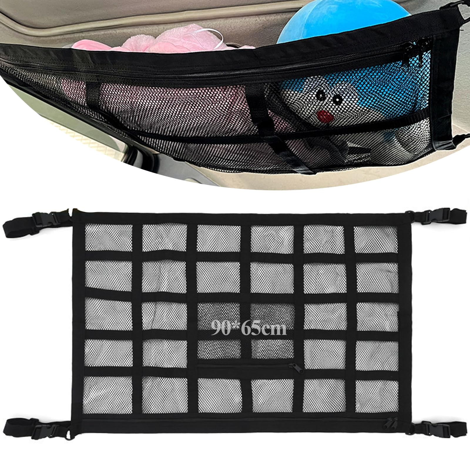 ROEOWENE Gepäcknetz Autodach Aufbewahrung Gepäcknetz Auto Gepäcknetz Decke Auto Gepäcknetz Dach Auto Netz Organizer Netztasche mit Reißverschluss für Vier Dacharmlehnen, SUV, Van,Jeep-90x65cm ROEOWENE Gepäcknetz Autodach Aufbewahrung Gepäcknetz Auto Gepäcknetz Decke Auto Gepäcknetz Dach Auto Netz Organizer Netztasche mit Reißverschluss für Vier Dacharmlehnen, SUV, Van,Jeep-90x65cm von ROEOWENE