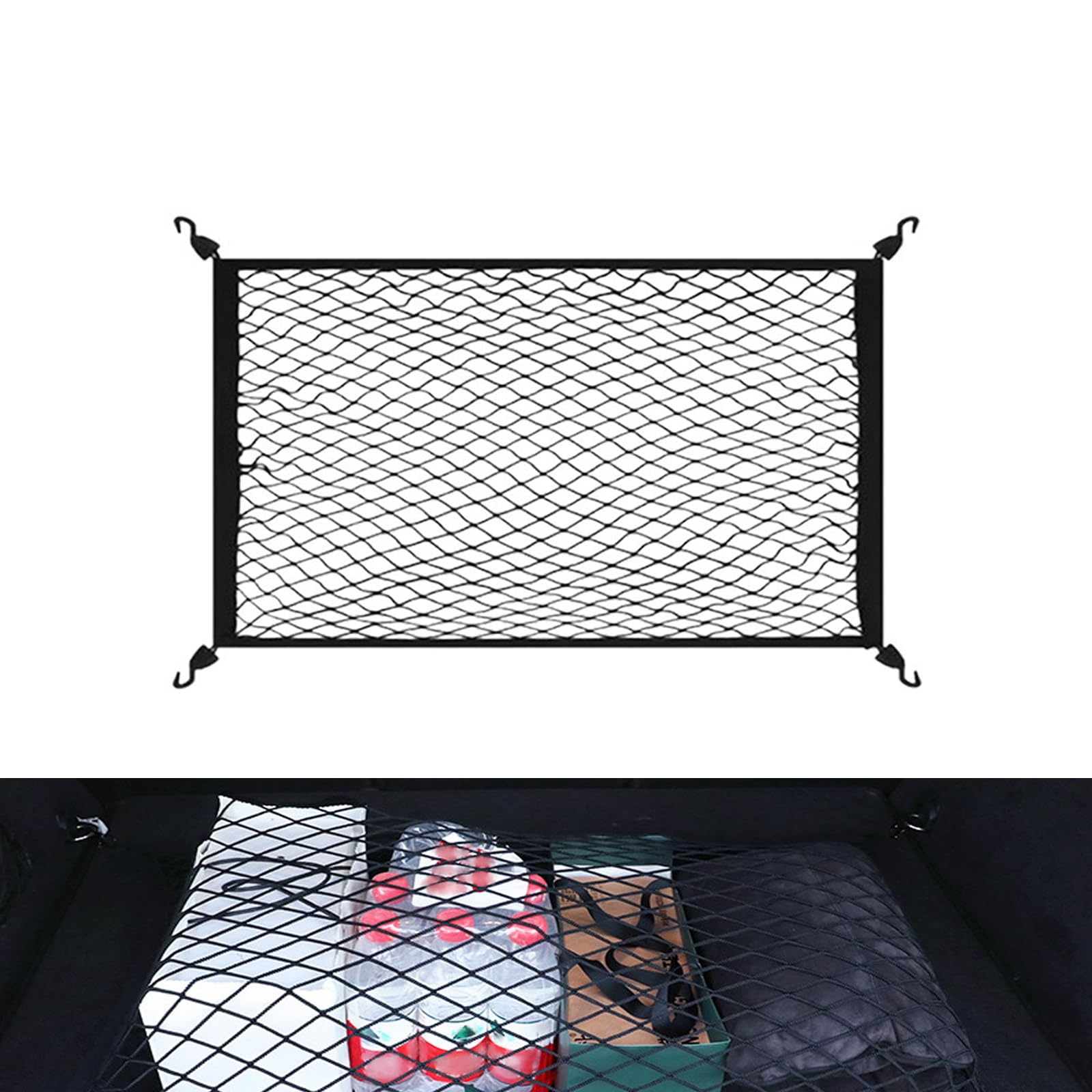 ROEOWENE Kofferraumnetz Gepäcknetz Auto 60x40cm Elastisch Kofferraum Netz mit 4 Haken Auto Gepäcknetz Wohnmobil Trennnetz Gepäckfixierung Erstreckt Sich auf 120x80cm Aufbewahrung Ladungssicherung ROEOWENE Kofferraumnetz Gepäcknetz Auto 60x40cm Elastisch Kofferraum Netz mit 4 Haken Auto Gepäcknetz Wohnmobil Trennnetz Gepäckfixierung Erstreckt Sich auf 120x80cm Aufbewahrung Ladungssicherung von ROEOWENE