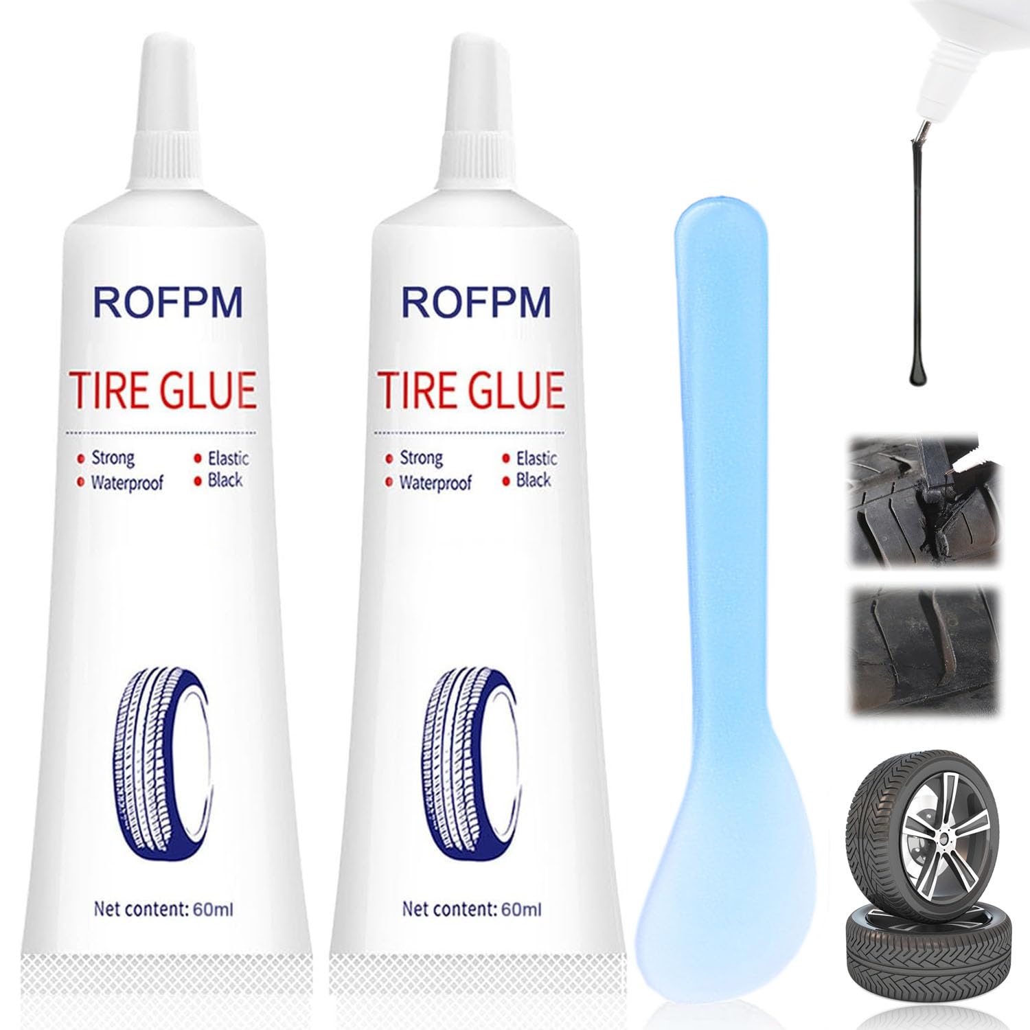 Tubeless Tyre Sealant, Schwarzer Reifendichtstoff, Reifenreparaturkleber, Gummikleber für Reifen, Professionelle Punktion Reparatur Kit mit schwarzem Reifen Gummi Klebstoff und Kratzer Tubeless Tyre Sealant, Schwarzer Reifendichtstoff, Reifenreparaturkleber, Gummikleber für Reifen, Professionelle Punktion Reparatur Kit mit schwarzem Reifen Gummi Klebstoff und Kratzer von ROFPM
