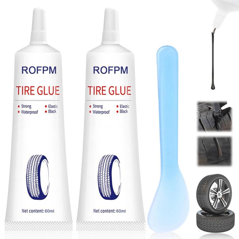 Tubeless Tyre Sealant, Schwarzer Reifendichtstoff, Reifenreparaturkleber, Gummikleber für Reifen, Professionelle Punktion Reparatur Kit mit schwarzem Reifen Gummi Klebstoff und Kratzer von ROFPM