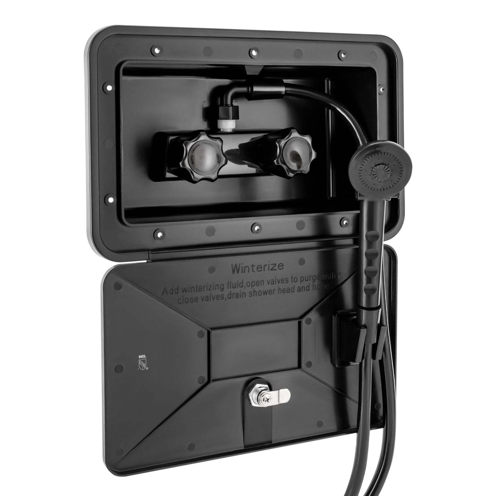 ROGONPDK Außendusche für Wohnmobile RV Duschbox Kit RV Duschbox Duschkasten Kit mit Schloss RV Außendusche Box Kit Boot Außendusche Kit Schwarz ROGONPDK Außendusche für Wohnmobile RV Duschbox Kit RV Duschbox Duschkasten Kit mit Schloss RV Außendusche Box Kit Boot Außendusche Kit Schwarz von ROGONPDK