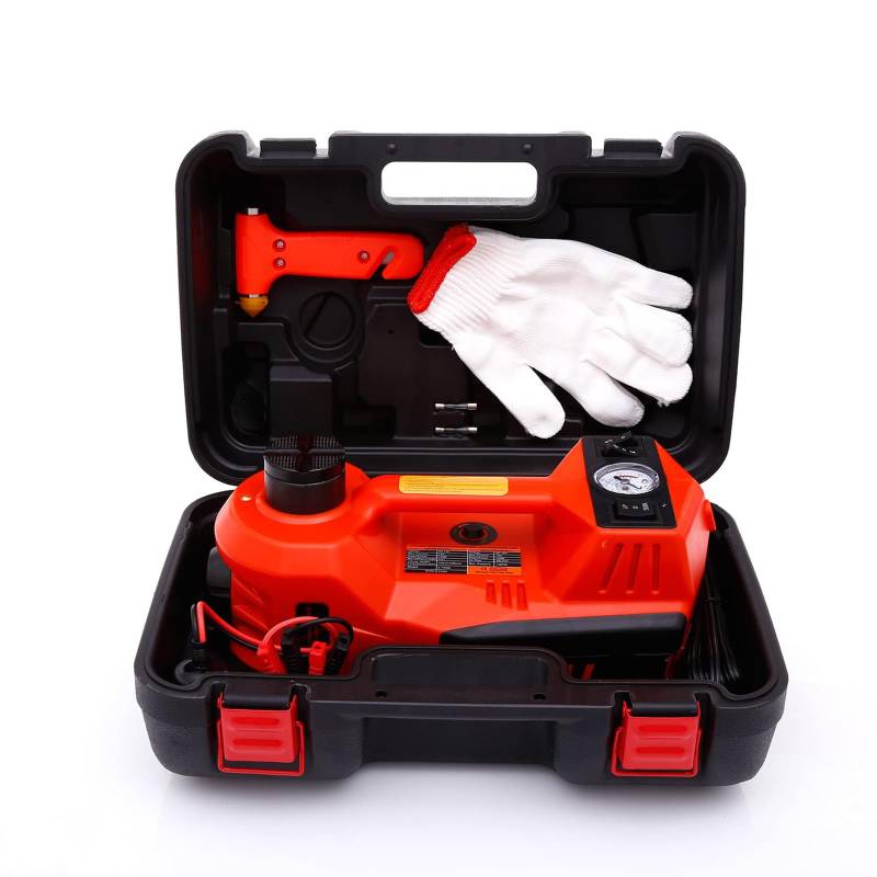 ROGTZ Elektrischer hydraulischer Autoheber erhöht 4 in 1-Boden-Jack-Aufzug-Kit 5-Ton-Fahrzeug-Anhänger-LKW-Trolley Jack-Stand-Reifenwechsel und Notfall-Reifen-Reparatur-Set mit Luftpumpe von ROGTZ
