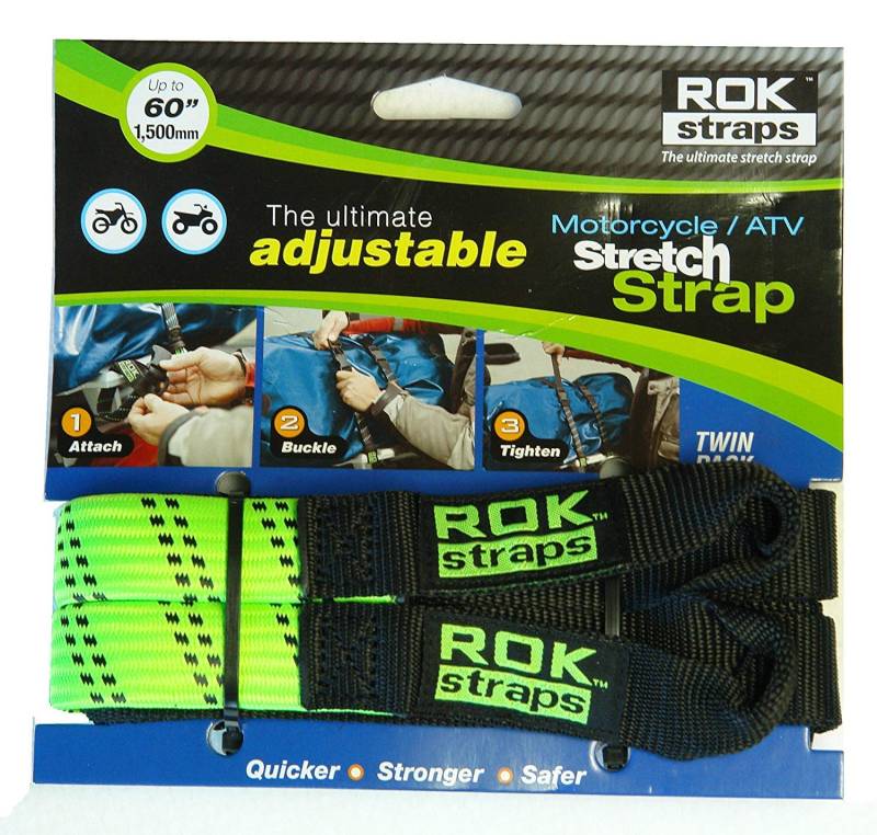 ROK Straps verstellbarer Motorrad-Gurt 45,70–152,40 cm. 2 Stück, Limettengrün von ROK Straps