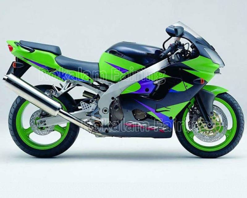 2000 2001 ZX 9R Custom Motorrad Karosserie Armaturen für Kawasaki Ninja ZX9R 00 01 ZX-9R Grün Blau Motorradverkleidungsset (Spritzguss) von ROKALAM