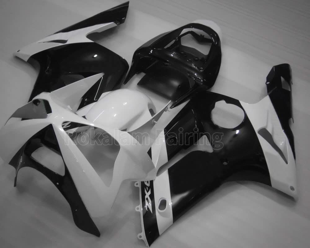 Weiß-schwarze Verkleidung für Kawasaki Verkleidungen ZX6R 2003 2004 Ninja ZX 6R 636 03 04 ZX-6R Verkleidungskörper (Spritzguss) von ROKALAM