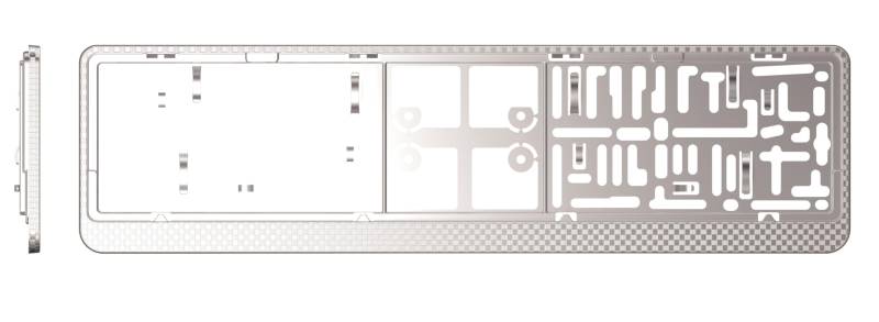 2 Stück Kennzeichenhalter, 3D Carbon Look Silber, nur für ÖSTERREICHISCHE Kennzeichen geeignet von Roko