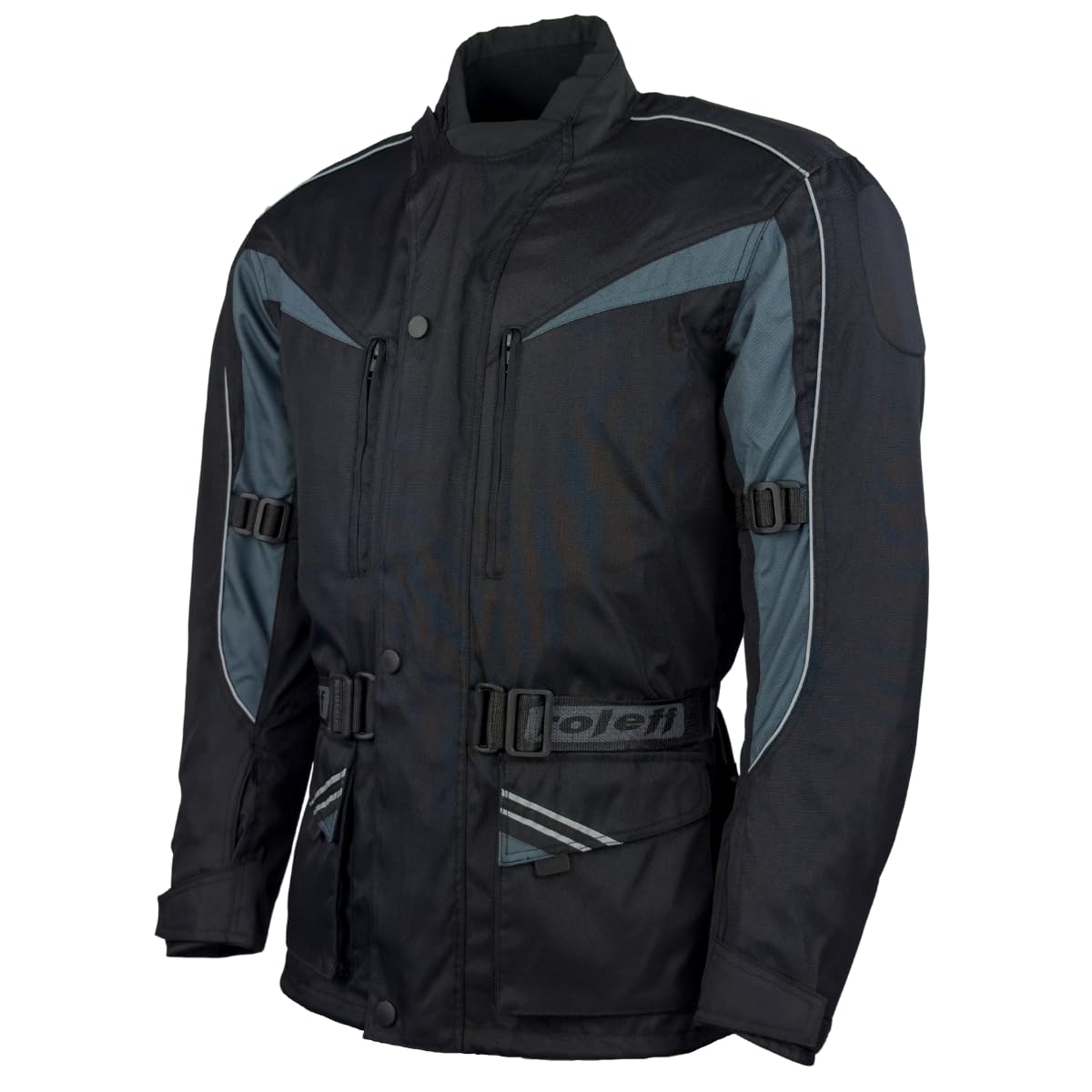 ROLEFF RACEWEAR RO10003 klassiche lange Motorradjacke mit Protektoren, schwarz, grau, Größe 3XL von ROLEFF RACEWEAR