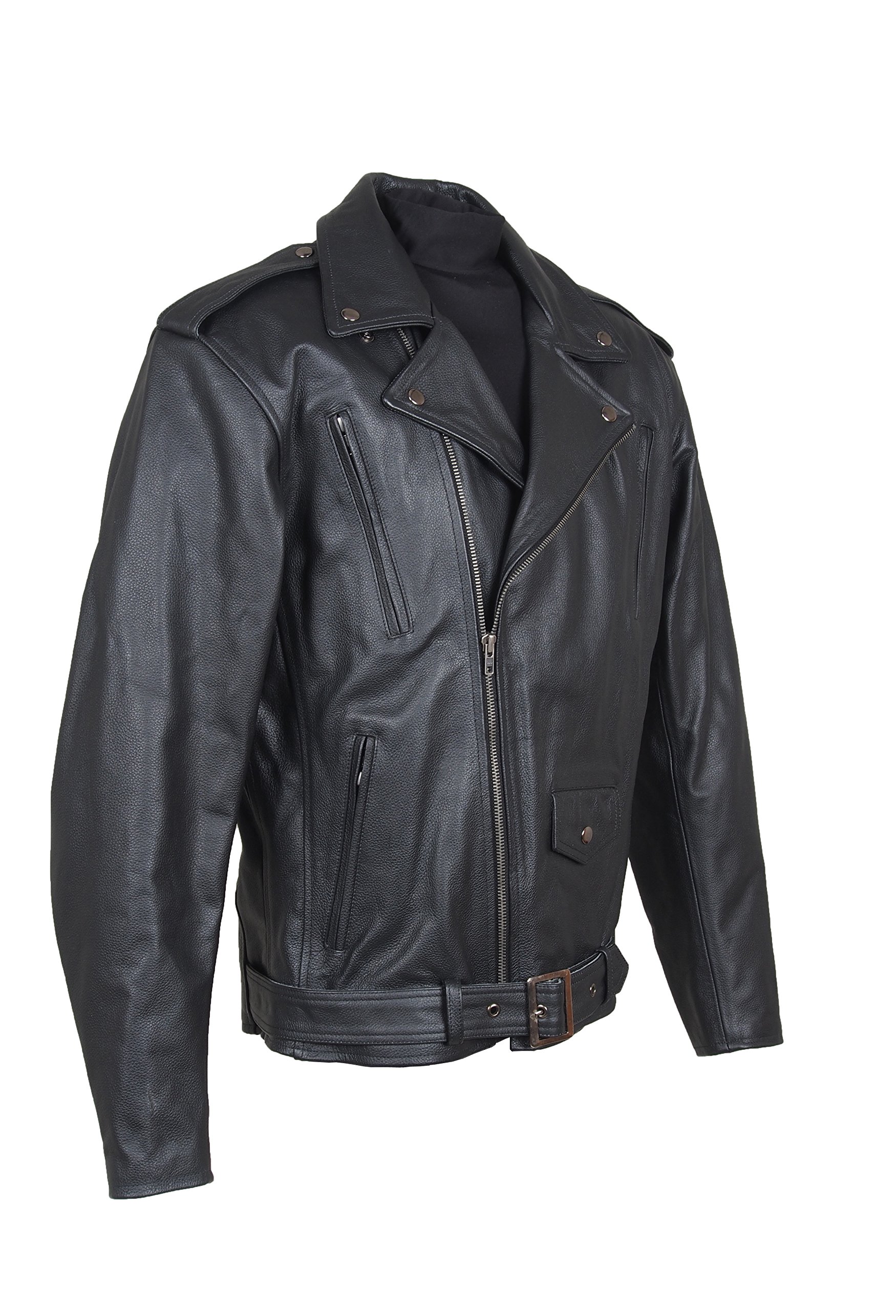 ROLEFF RACEWEAR Kurze Motorrad Lederjacke im Brando Style, Schwarz, Größe 7XL von ROLEFF RACEWEAR