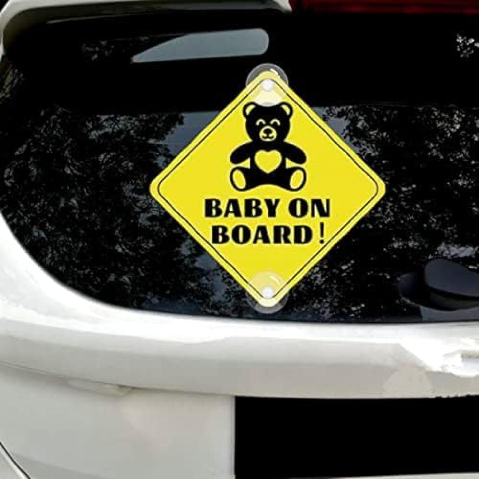 ROMOER Baby An Bord Der Aufkleber Für Autos Baby An Bord Schild Sicherheitswarnung Mit Saugnäpfeln PVC Kein Rückstand Autofenster Abziehbilder LKW -Stoßfänger Aufkleber (Bär) von ROMOER