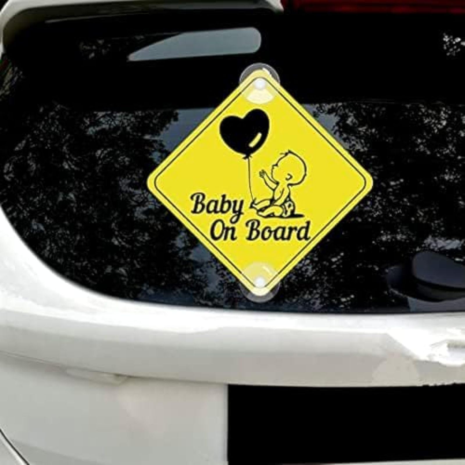 ROMOER Baby An Bord Der Aufkleber Für Autos Baby An Bord Schild Sicherheitswarnung Mit Saugnäpfeln PVC Kein Rückstand Autofenster Abziehbilder LKW -Stoßfänger Aufkleber (Ballon) von ROMOER