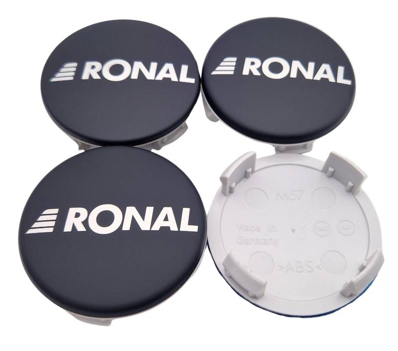 4X Original RONAL Nabendeckel 56,5mm / 53mm - Schwarz Matt M57 Center Cap Deckel Felgendeckel Nabenkappen von Ronal