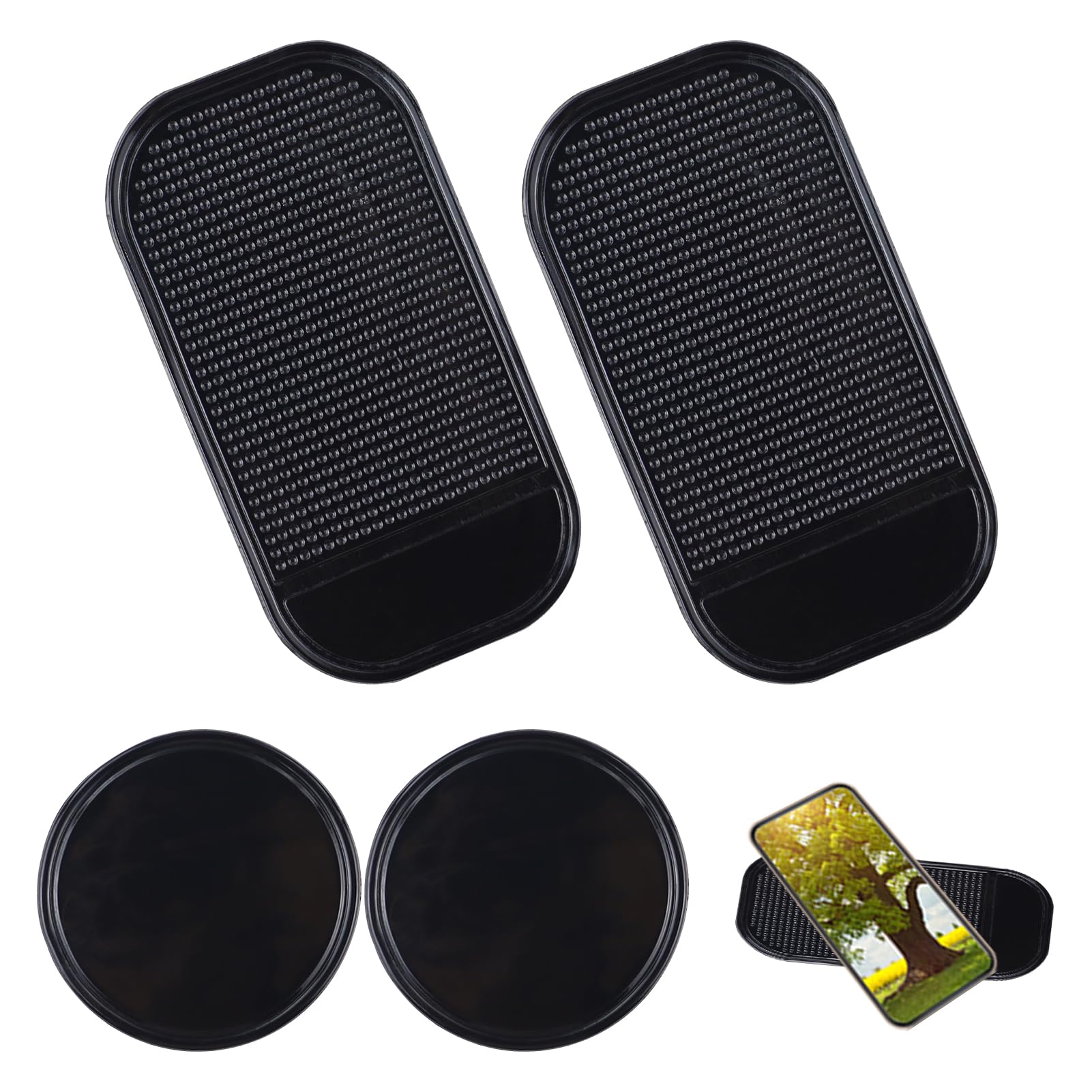 Auto Armaturenbrett Anti-Rutsch-Matte - 4 Stück Auto Antirutschmatten, Silikon-Fixiermatte, mit starker Haftung KlebeMatte, für Auto Dekoration, Brille, Handy(Rund,Rechteckig Auto Armaturenbrett Anti-Rutsch-Matte - 4 Stück Auto Antirutschmatten, Silikon-Fixiermatte, mit starker Haftung KlebeMatte, für Auto Dekoration, Brille, Handy(Rund,Rechteckig von RONGWANGFU