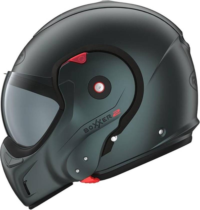 ROOF Helm Boxxer 2 matt Petrol Größe M | Klares Visier | Klapphelme | Ratsche | Glasfaser | geeignet für Mofa, Moped, Motorrad, Roller von ROOF