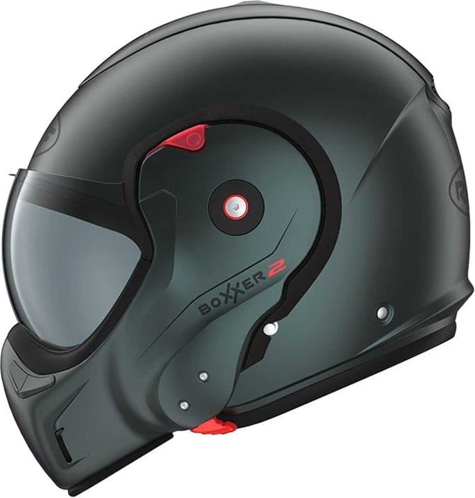 ROOF Helm Boxxer 2 matt Petrol Größe XL | Klares Visier | Klapphelme | Ratsche | Glasfaser | geeignet für Mofa, Moped, Motorrad, Roller von ROOF