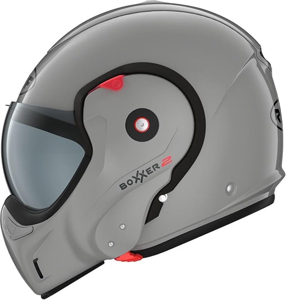ROOF Helm Boxxer 2 rauchgrau Größe XXL | Klares Visier | Klapphelme | Ratsche | Glasfaser | geeignet für Mofa, Moped, Motorrad, Roller von ROOF