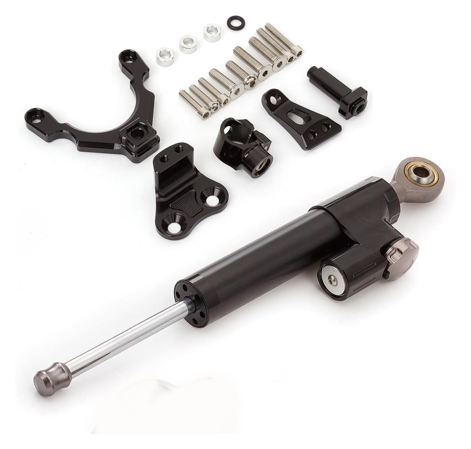 Für Z900 ZR900 2017-2020 CNC-Motorrad-Lenkungsdämpfer-Stabilisator-Puffer-Steuerstange Mit Montagehalterungs-Unterstützungssatz Motorrad Dämpfer Stabilisator(Black+Gray) von RORLL