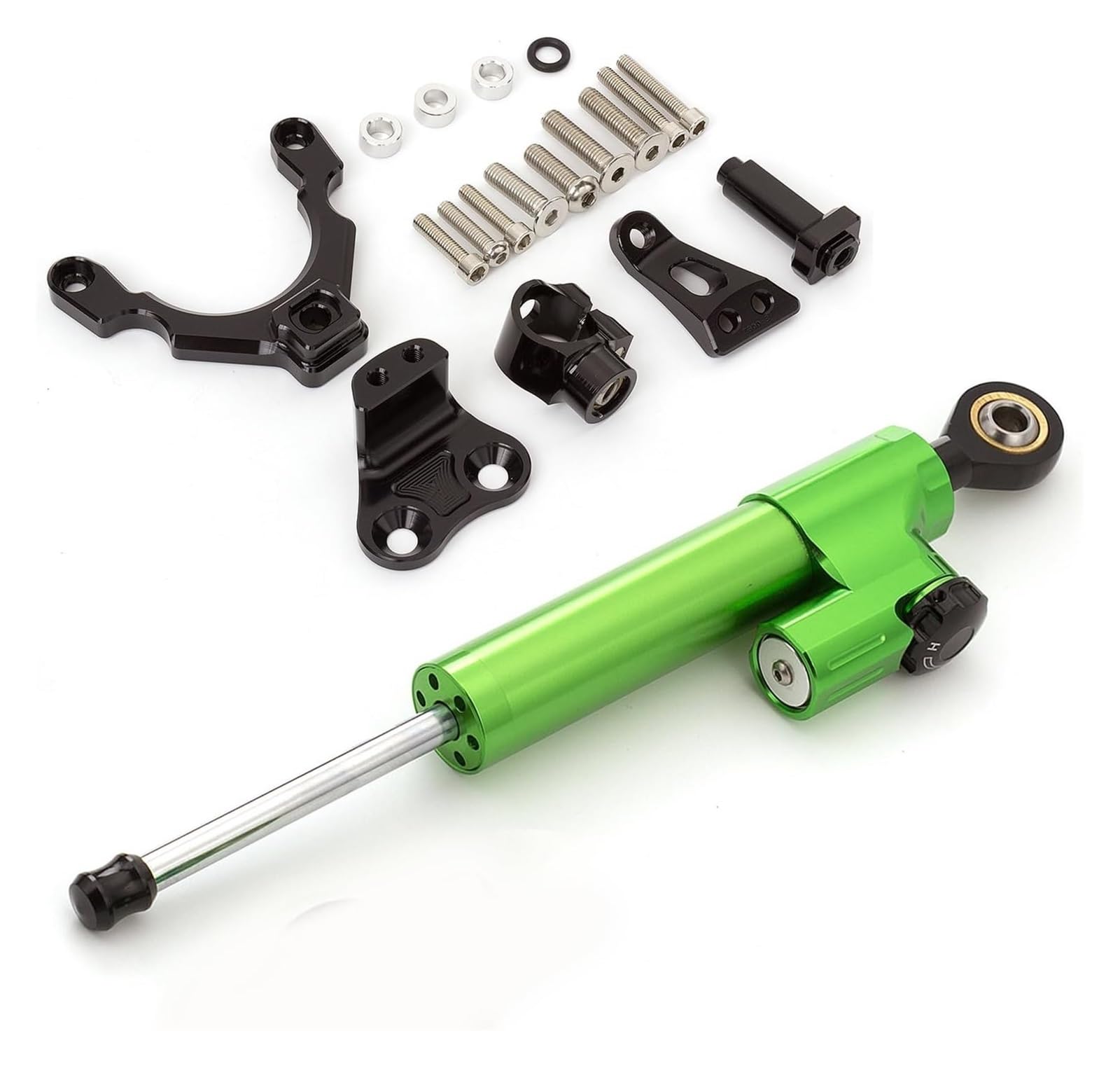 Für Z900 ZR900 2017-2020 CNC-Motorrad-Lenkungsdämpfer-Stabilisator-Puffer-Steuerstange Mit Montagehalterungs-Unterstützungssatz Motorrad Dämpfer Stabilisator(Green+blackA) von RORLL