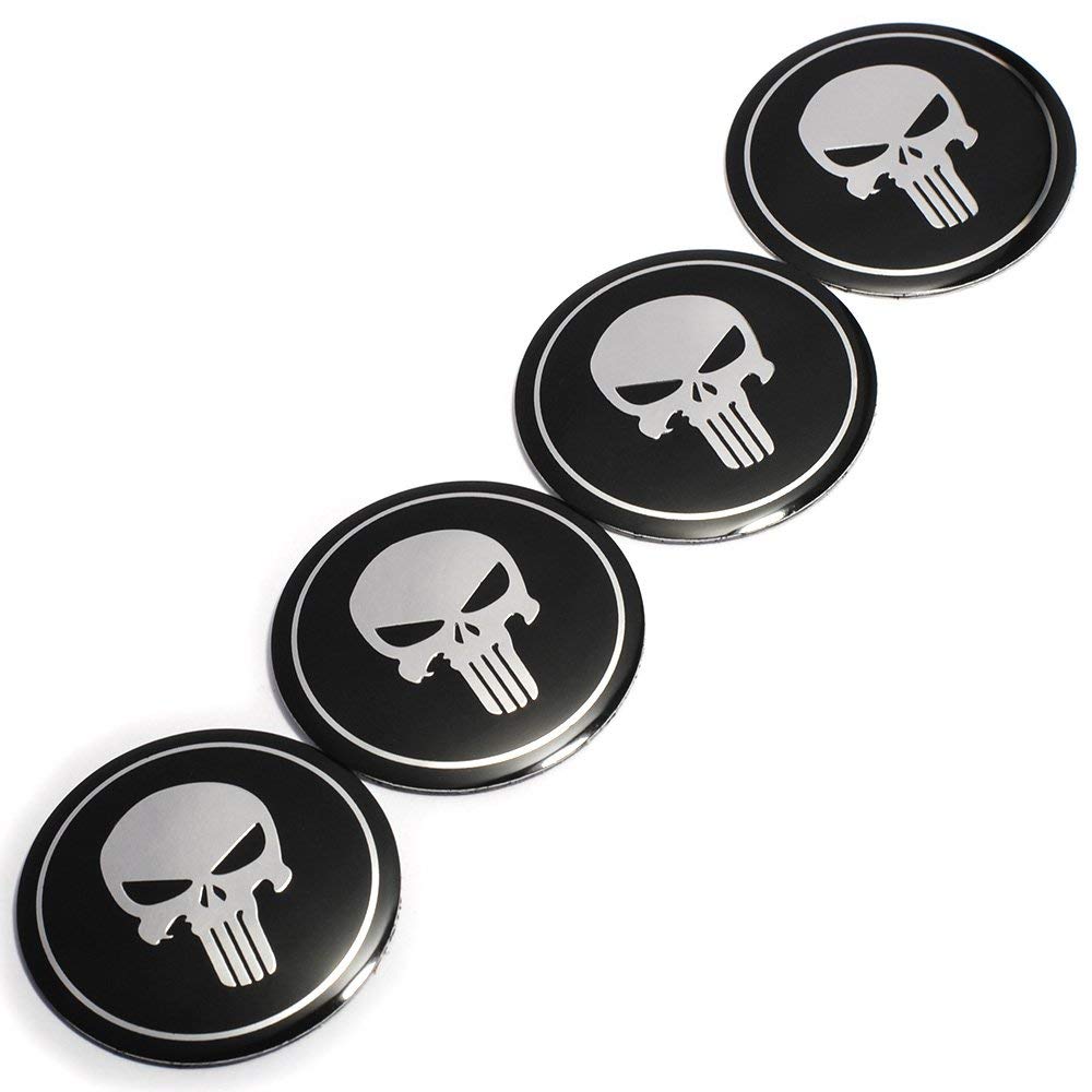 ROSETOR 4 Stück 3D Totenkopf Auto Lenkrad Mitte Auto Aufkleber Nabendeckel Emblem Abzeichen Symbol cool (5,6 cm) von ROSETOR