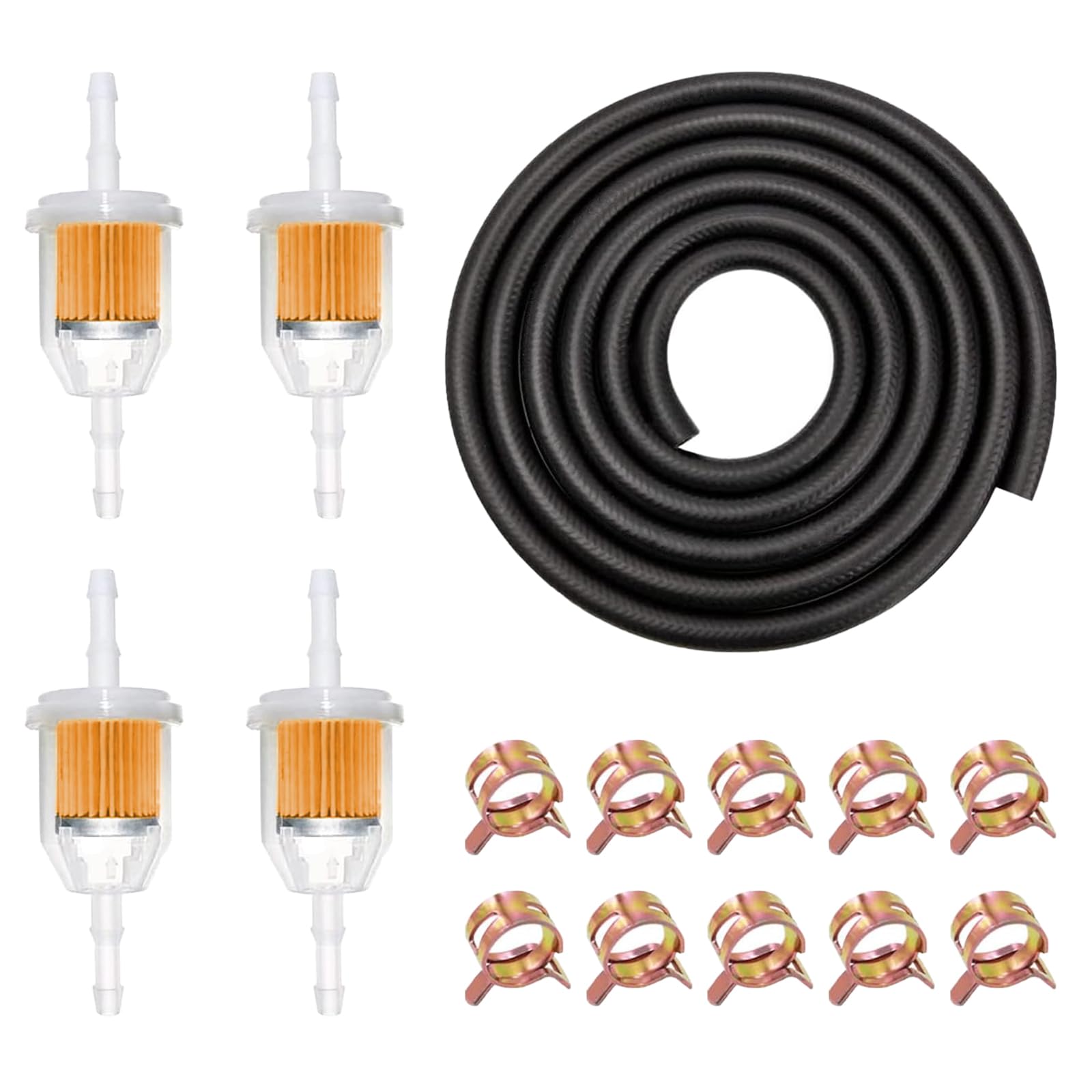 Benzinschlauch Kit 2 Meter Kraftstoffleitung Ø 5 mm Innendurchmesser Kraftstoffschlauch mit 10 Stück Schlauchschellen und 4 Benzinfilter für Auto Motorrad Roller Benzinschlauch Kit 2 Meter Kraftstoffleitung Ø 5 mm Innendurchmesser Kraftstoffschlauch mit 10 Stück Schlauchschellen und 4 Benzinfilter für Auto Motorrad Roller von ROSYLEVE