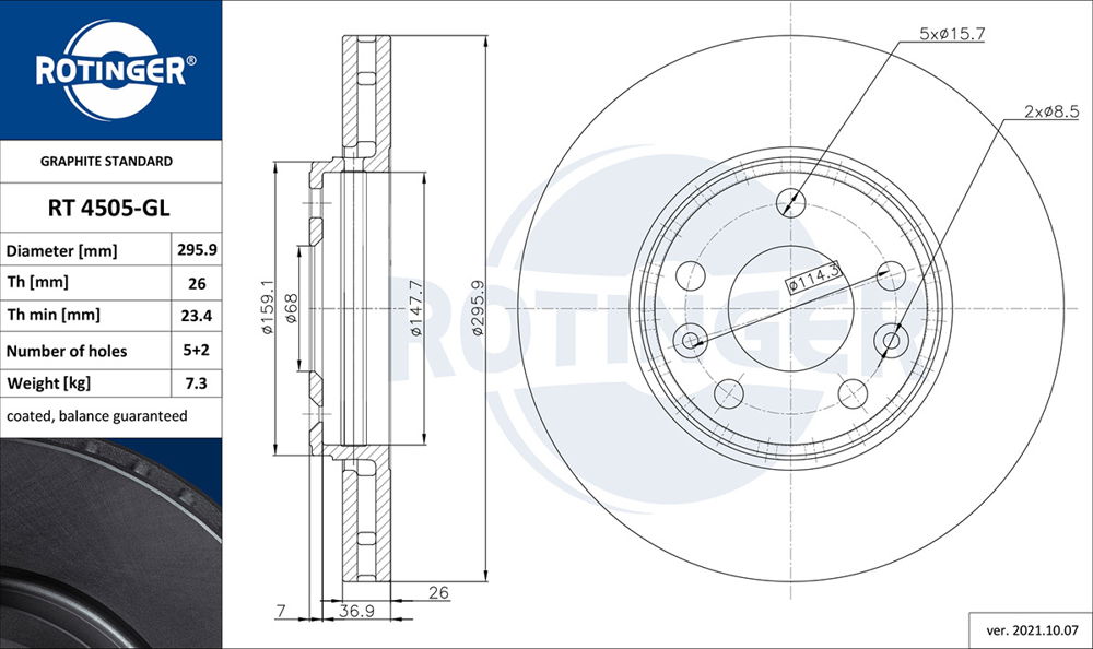 Bremsscheibe Vorderachse ROTINGER RT 4505-GL von ROTINGER