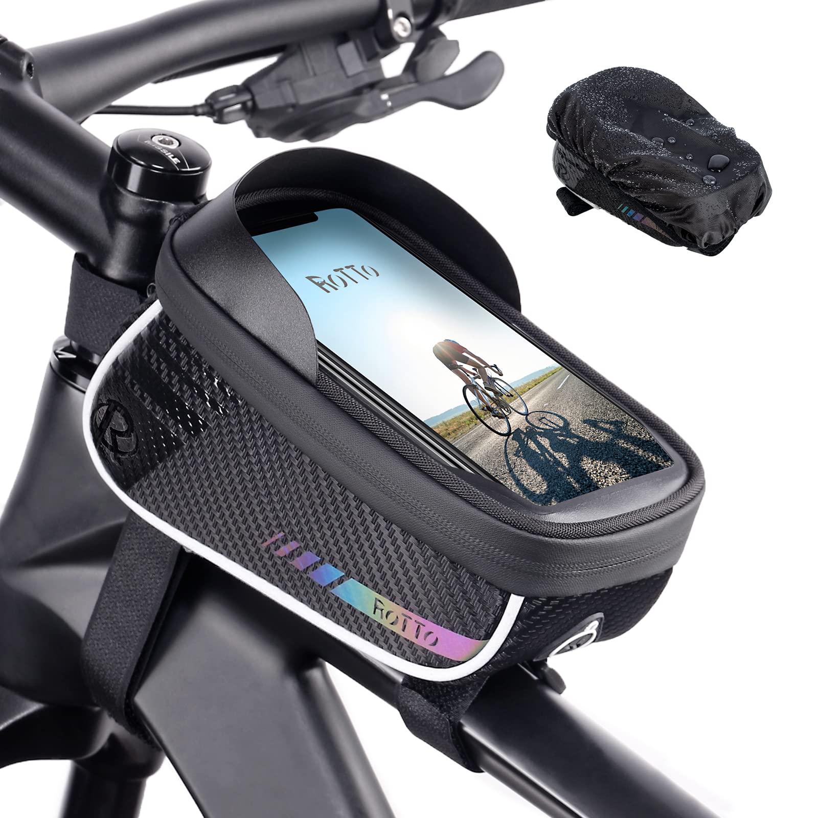 ROTTO Fahrrad Rahmentasche Oberrohrtasche Handytasche Handyhalterung Wasserdicht mit Regenschutz von ROTTO
