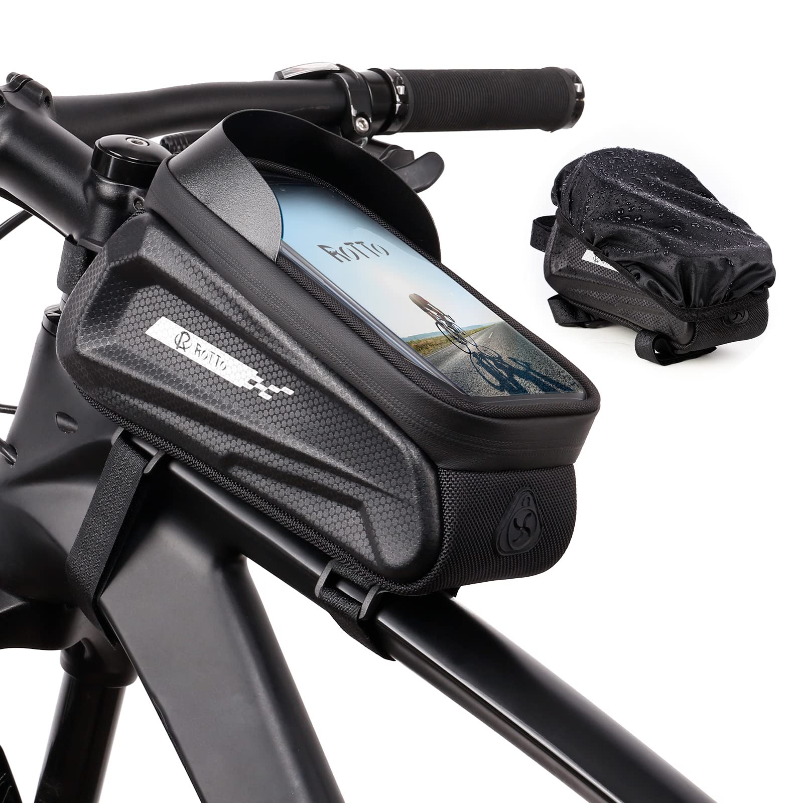 ROTTO Fahrrad Rahmentasche Oberrohrtasche Handytasche auf Oberrohr Hartschalenkoffer Empfindlicher Touchscreen von ROTTO