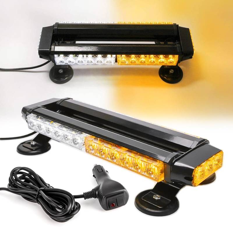 30 LED Rundumleuchte Orange Warnleuchte Magnet Gelb Blitzer Lampe 7 Modi für Truck Traktor Auto LKW 12/24V Warnlicht Blinkleuchte Strobe Beacon Decke Light IP65 Magnetische Notfallblinklampe von ROUTEKING