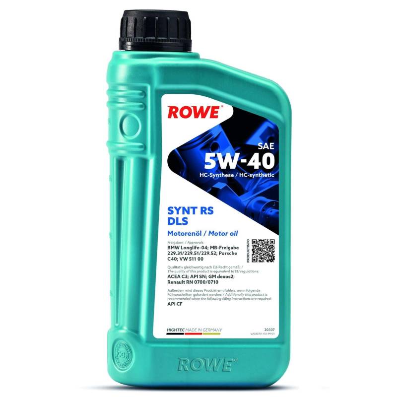 1 Liter ROWE HIGHTEC SYNT RS DLS SAE 5W-40 Motoröl Made in Germany von ROWE