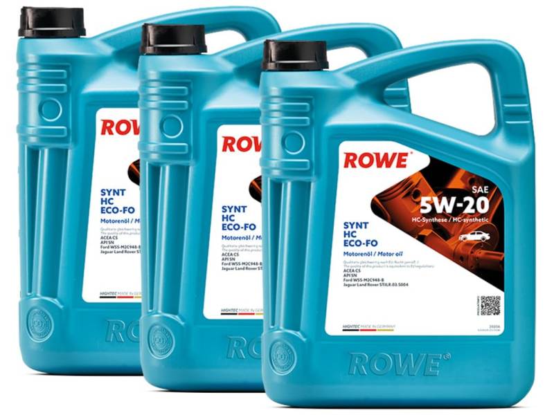 15 (3x5L) Liter ROWE HIGHTEC SYNT HC ECO-FO SAE 5W-20 Motoröl Made in Germany von ROWE