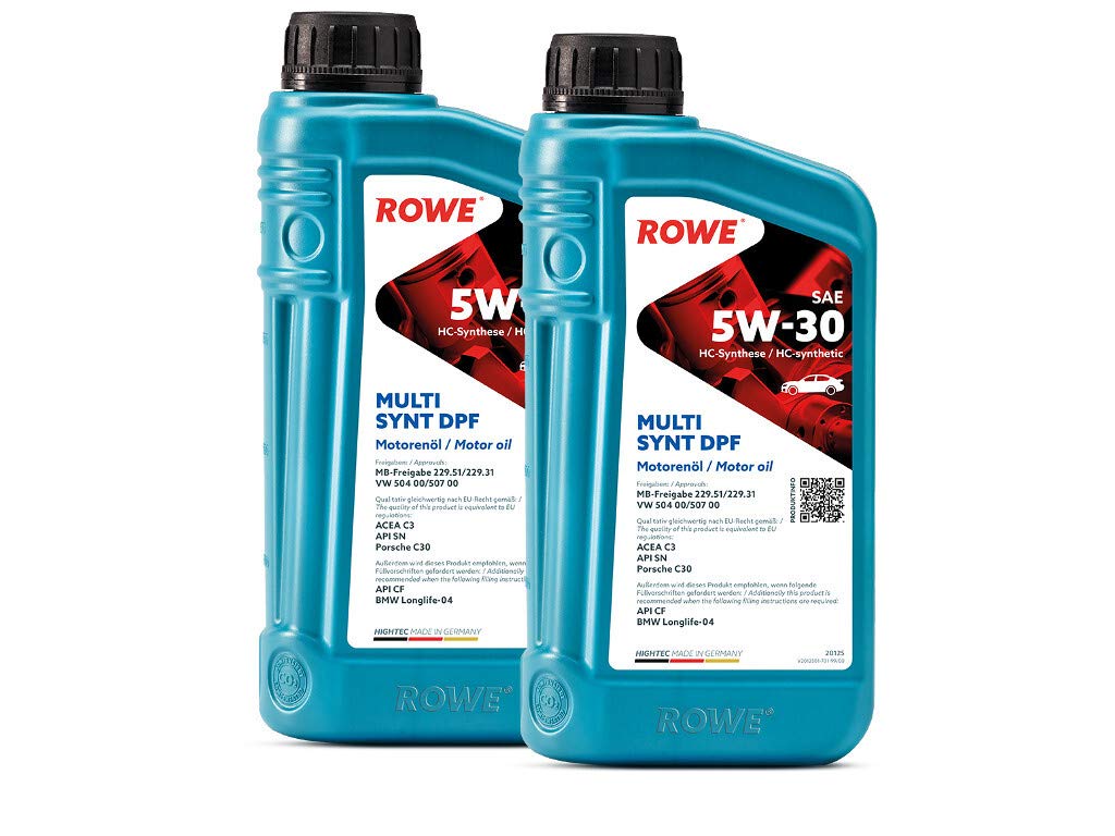 ROWE - 2x 1 Liter ROWE HIGHTEC MULTI SYNT DPF SAE 5W-30 Motorenöl - PKW Motoröl für Modelle mit Abgasnachbehandlung und Turboaufladung von ROWE