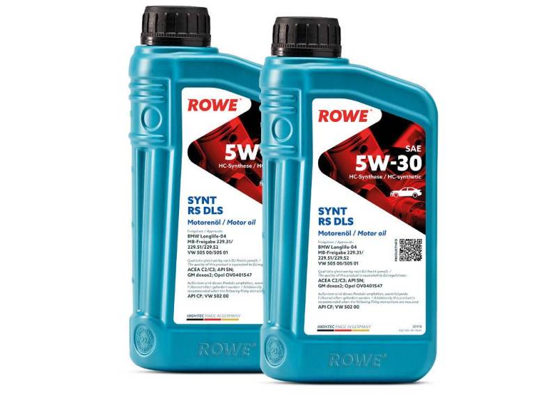 ROWE - 2x 1 Liter HIGHTEC SYNT RS DLS SAE 5W-30 Motorenöl - PKW Motoröl für Modelle mit Abgasnachbehandlung und Turboaufladung von ROWE