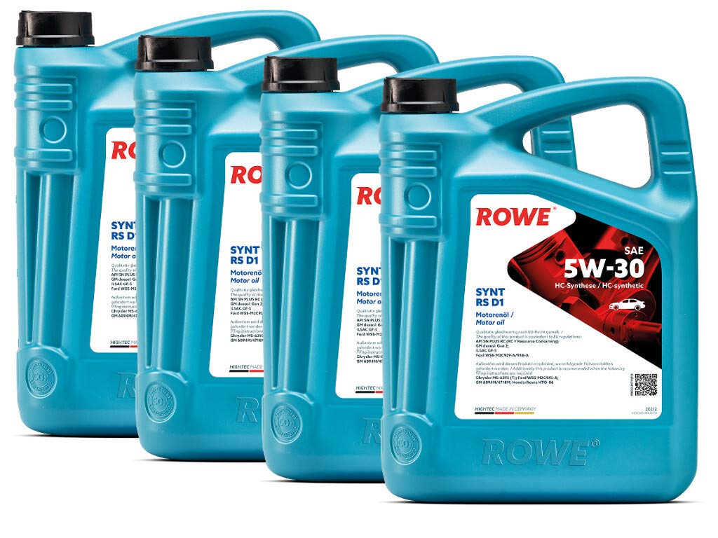 20 (4x5L) Liter ROWE HIGHTEC SYNT RS D1 SAE 5W-30 Motoröl Made in Germany von ROWE