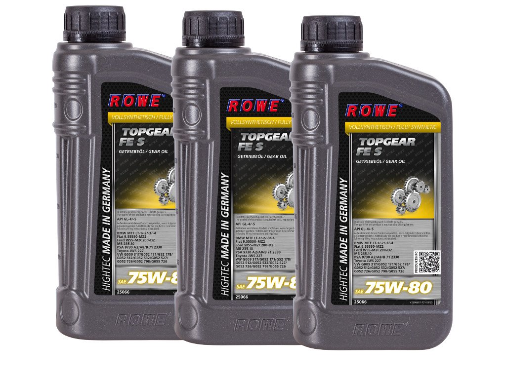 3 (3x1) Liter ROWE HIGHTEC TOPGEAR FE SAE 75W-80 S von ROWE