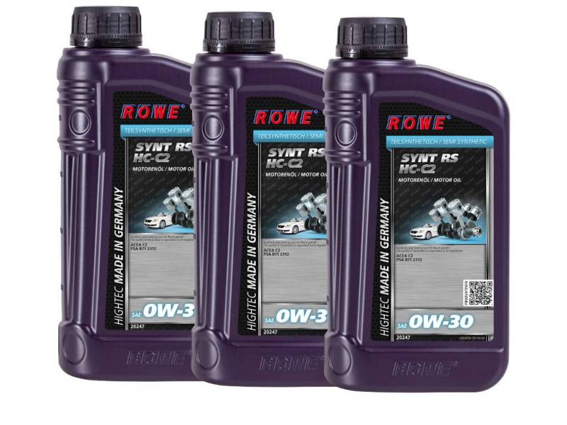 3 (3x1L) Liter ROWE HIGHTEC SYNT RS SAE 0W-30 HC-C2 Motoröl Made in Germany von ROWE