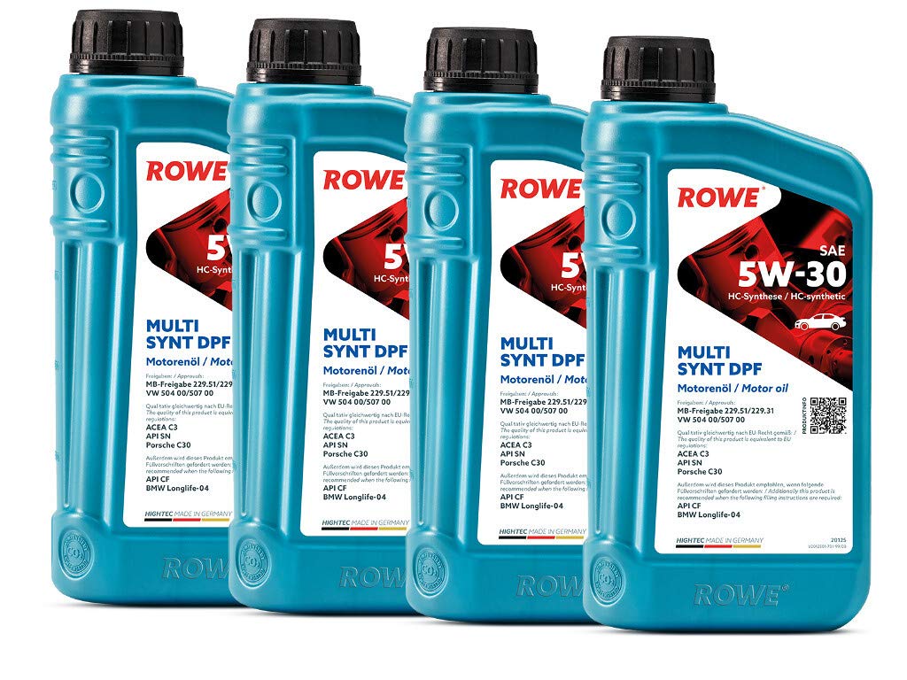 ROWE - 4x 1 Liter ROWE HIGHTEC MULTI SYNT DPF SAE 5W-30 Motorenöl - PKW Motoröl für Modelle mit Abgasnachbehandlung und Turboaufladung von ROWE