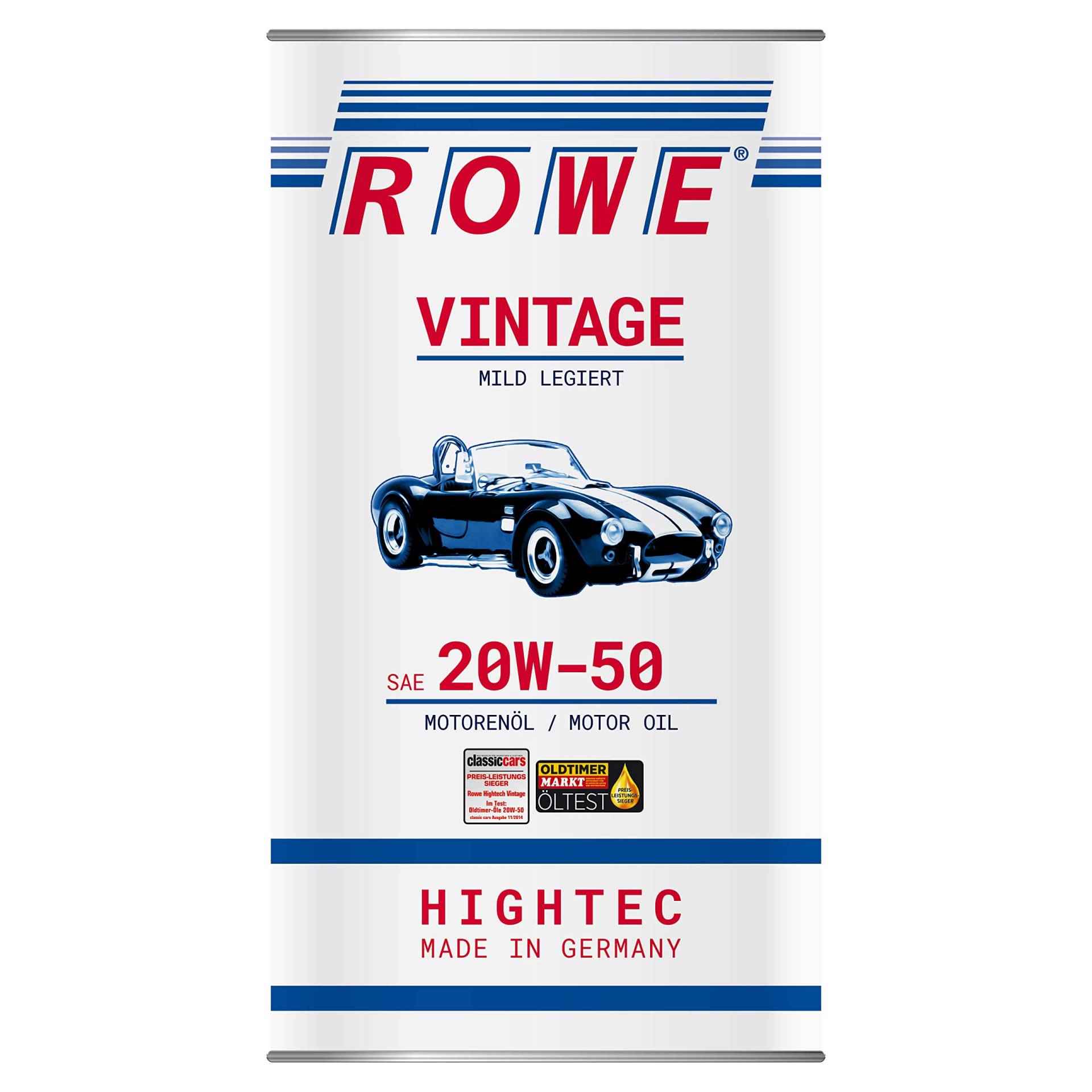 ROWE - 5 Liter HIGHTEC VINTAGE SAE 20W-50 MILD LEGIERT Motorenöl - für Old- und Youngtimer von ROWE