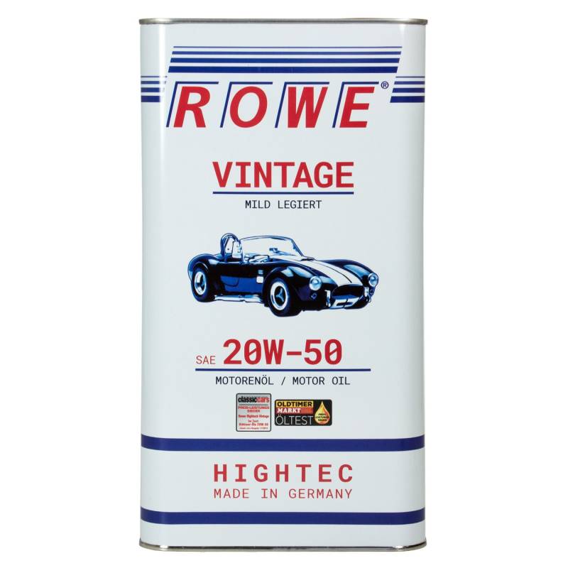 ROWE 20221 HIGHTEC VINTAGE SAE 20W-50 MILD LEGIERT - Motorenöl für Old- und Youngtimer mit Otto- oder Dieselmotor - 5 Liter von ROWE