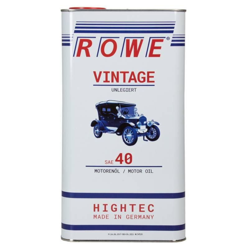 ROWE - 5 Liter HIGHTEC VINTAGE SAE 40 UNLEGIERT Motorenöl - PKW Motoröl mineralisch für Oldtimer und Youngtimer von ROWE